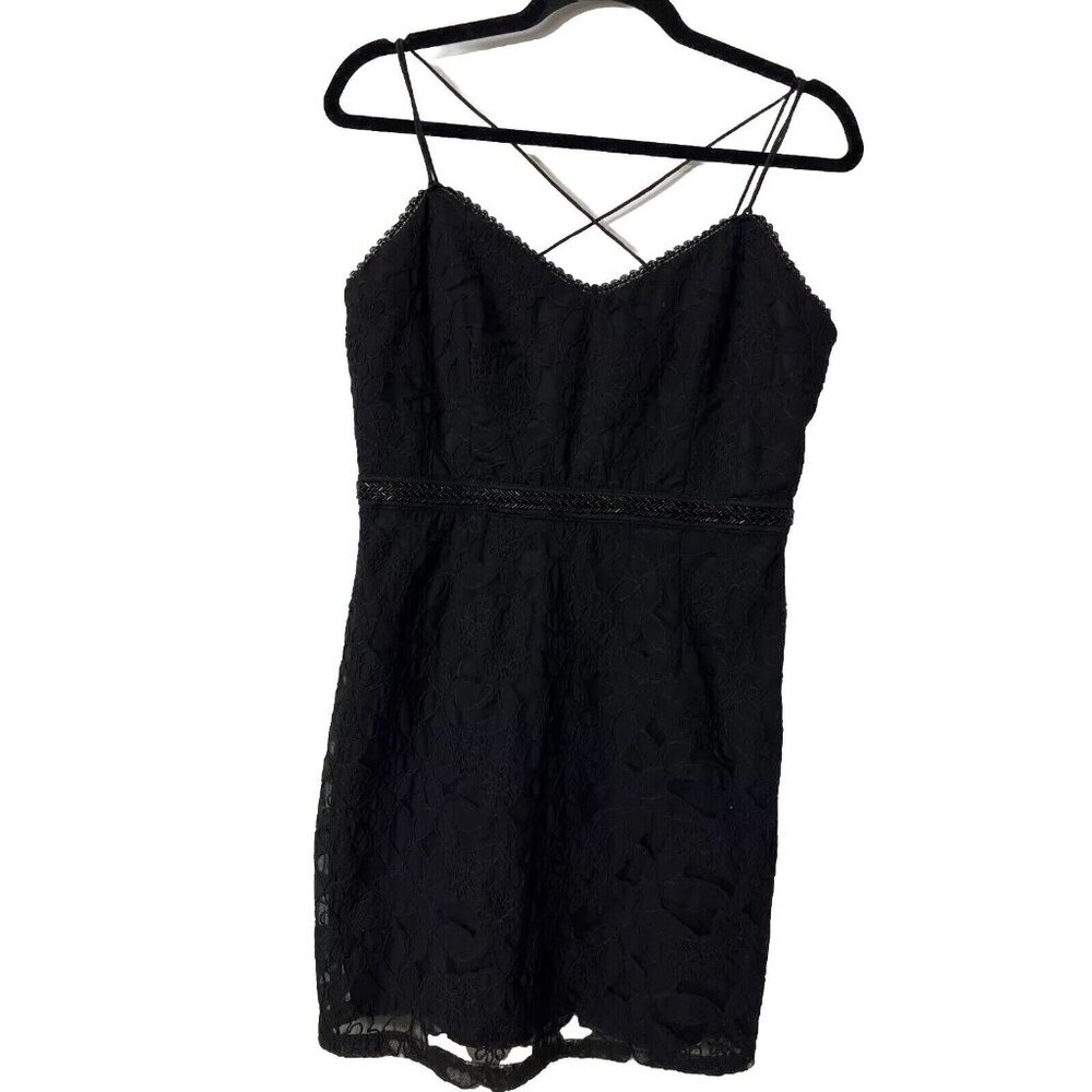 Ark & Co women's dress M black bodycon mini sleeveless Embroidered Sequins Lace